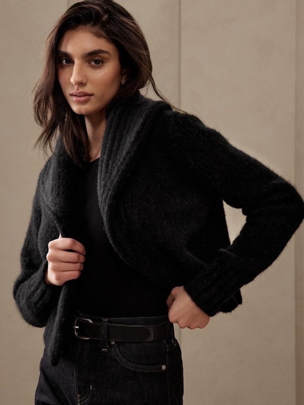 Banana Republic Black Esme Cardigan Alpaca Blend Size Large